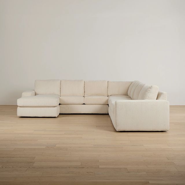 Charlie Ivory Fabric Large Left Chaise Sectional