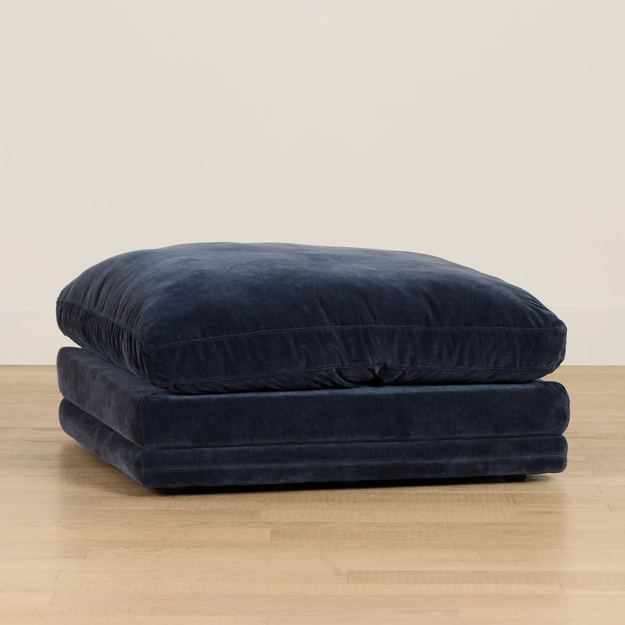 Jules Dark Blue Velvet Ottoman
