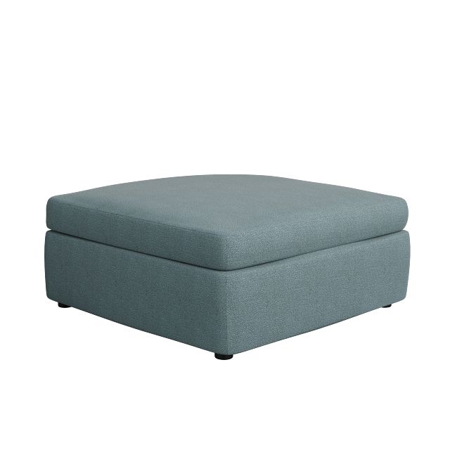 Destin Sutton Blue Fabric Cocktail Ottoman