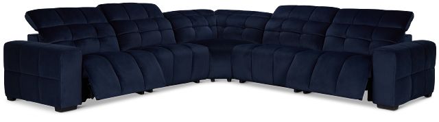 Gemma Navy Velvet Small Two-arm Power Reclining Sectional