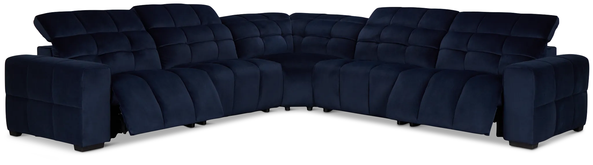 Gemma Navy Velvet Small Two-arm Power Reclining Sectional
