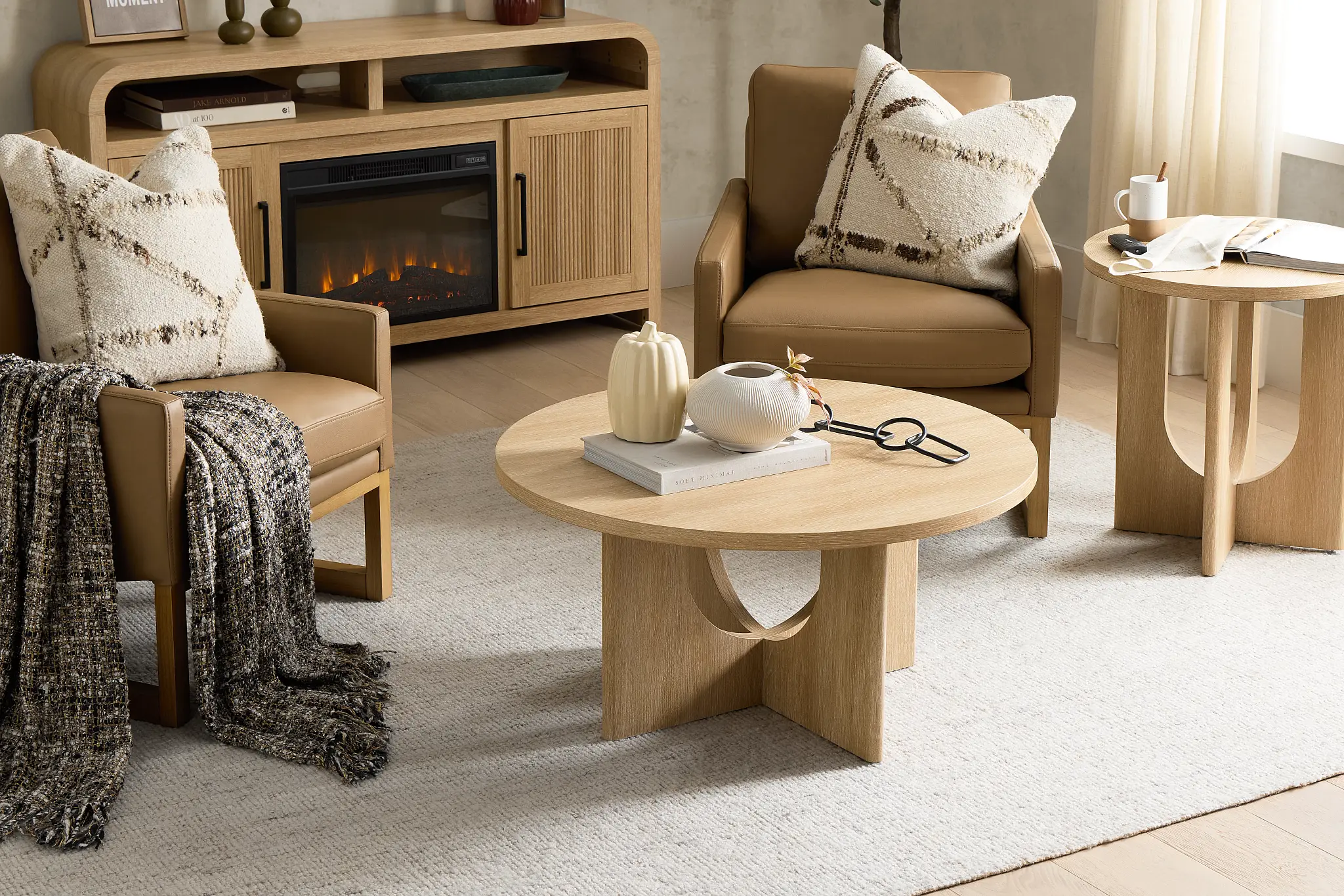 Lyndie Light Tone Round Coffee Table Lyndie Light Tone Round Coffee Table