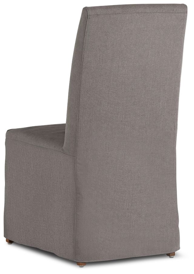 Harbor Dark Gray Long Slipcover Chair With Light Tone Leg