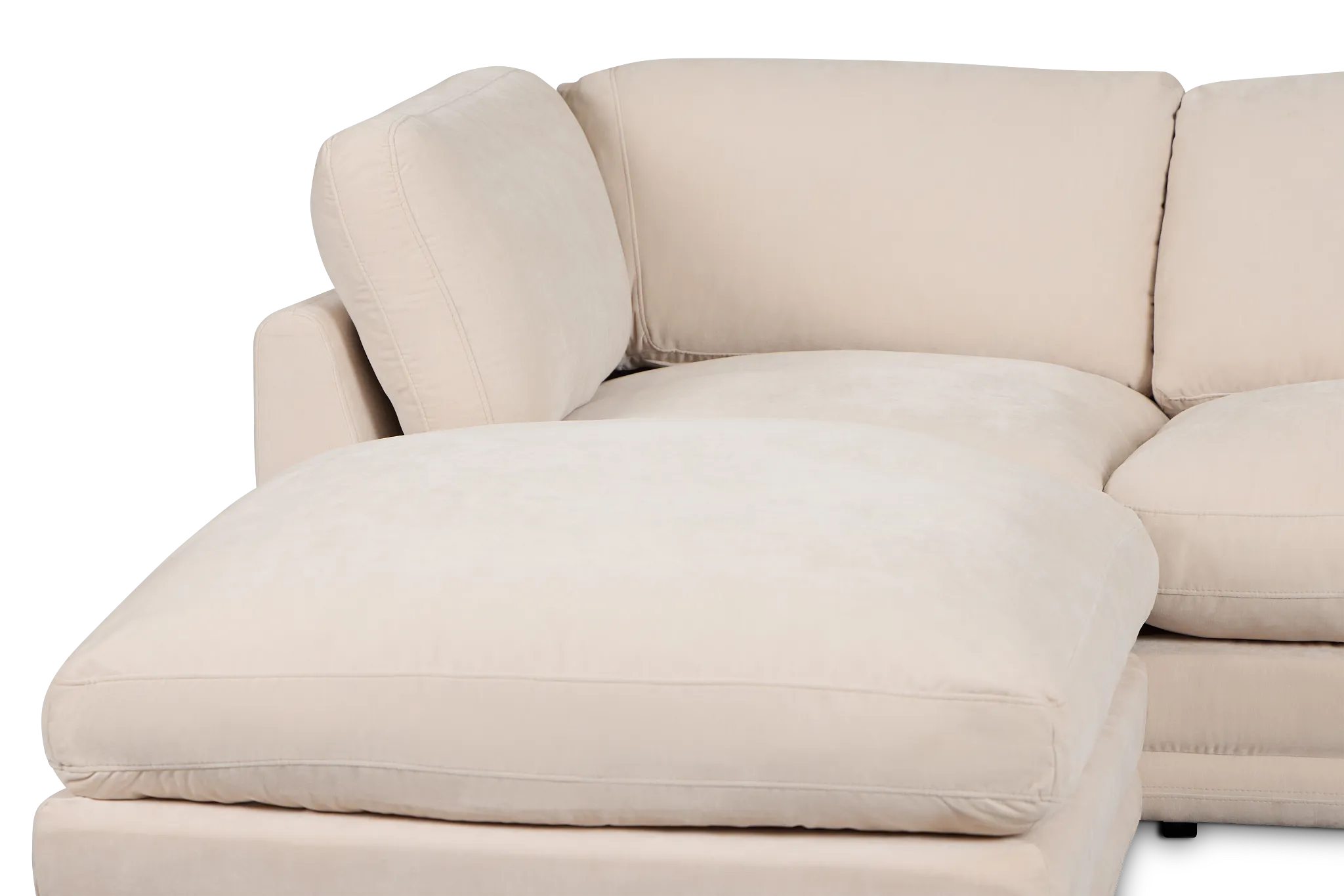 Jules Ivory Velvet 4-piece Left Facing Bumper Sectional