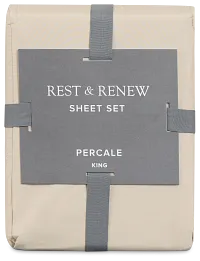 Rest & Renew Percale Cotton Beige 200 Thread Sheet Set