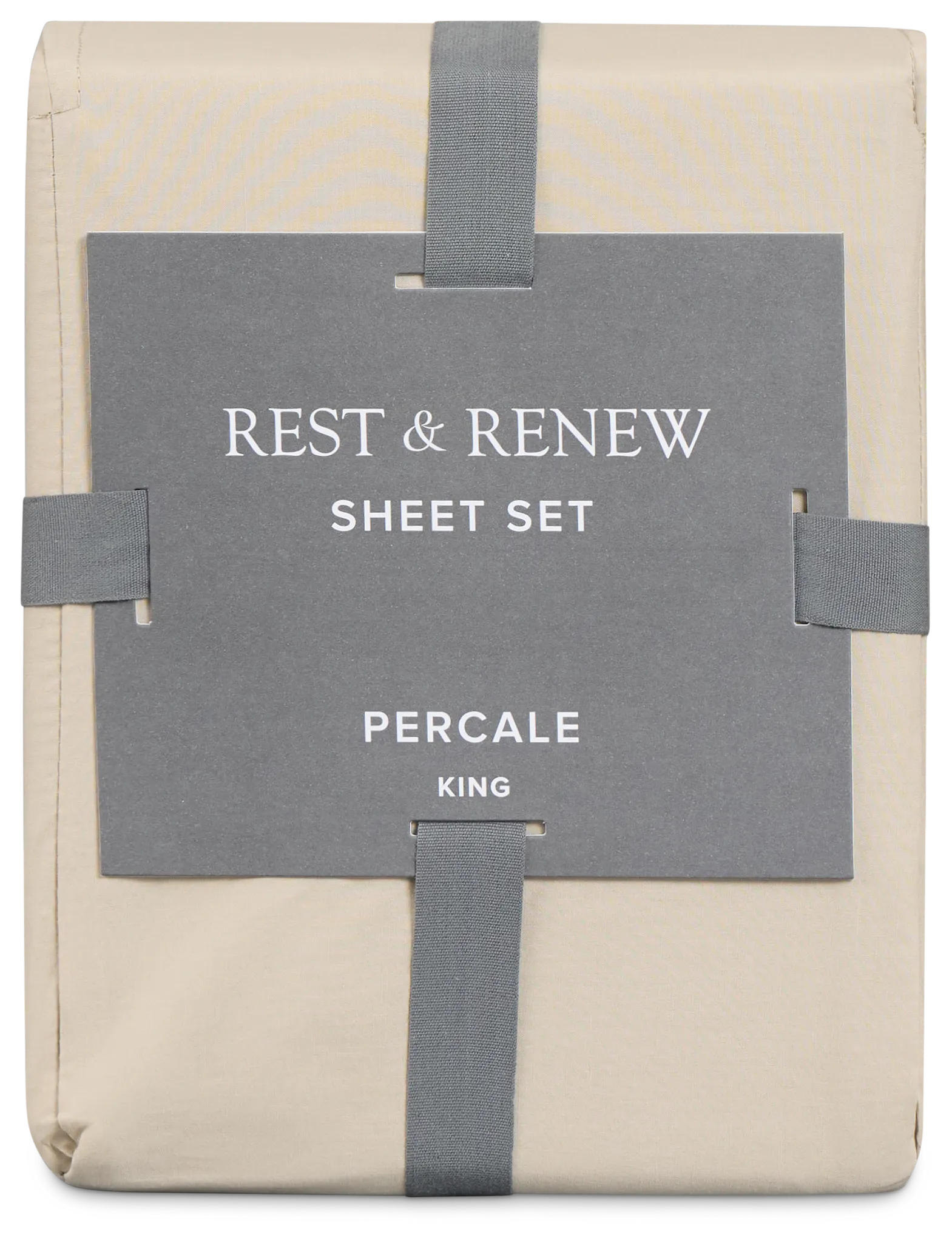 Rest & Renew Percale Cotton Beige 200 Thread Sheet Set