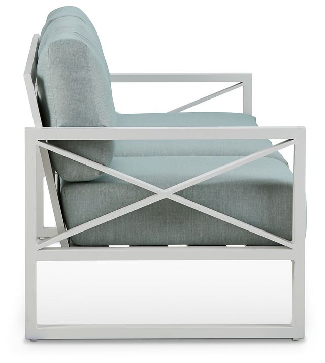 Linear White Teal Aluminum Outdoor Upholstery