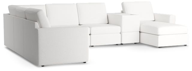 Citymod White Fabric Large Right Chaise Sectional With Media Console