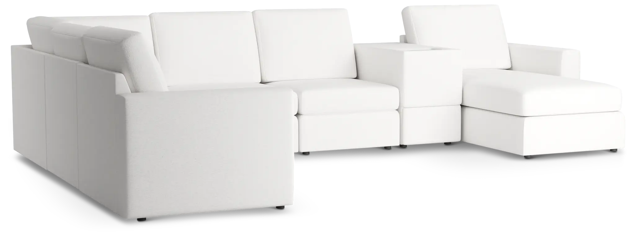 Citymod White Fabric Large Right Chaise Sectional With Media Console Citymod White Fabric Large Right Chaise Sectional With Media Console