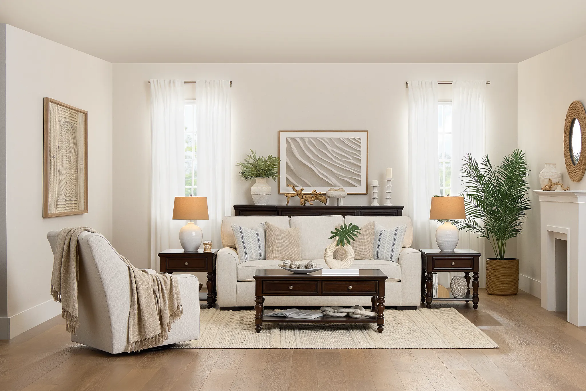 Sinclair Light Beige Fabric Sofa