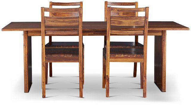 Bowery Dark Tone Rectangular Table & 4 Wood Chairs (2)