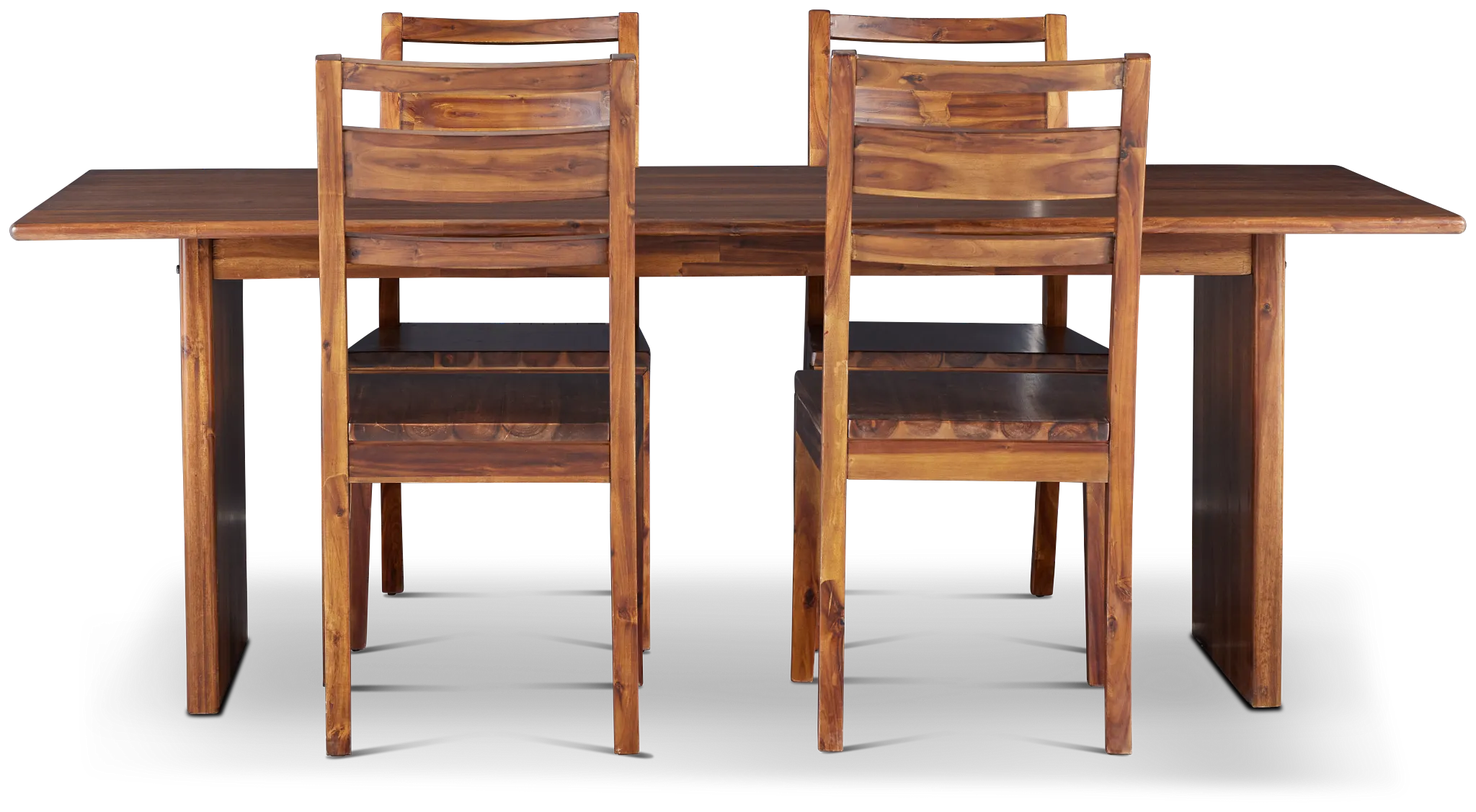 Bowery Dark Tone Rectangular Table & 4 Wood Chairs