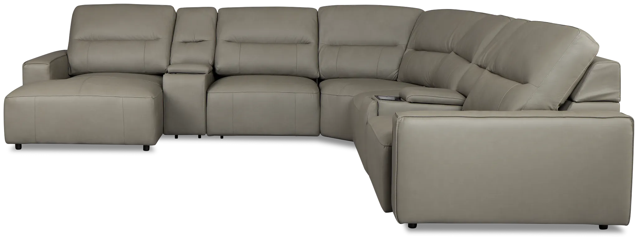 Rudy Gray Lthr/vinyl Large Dual Power Left Extension Chaise Sectional