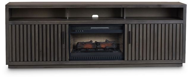 Ithaca Dark Gray 84" Tv Stand With Fireplace Insert