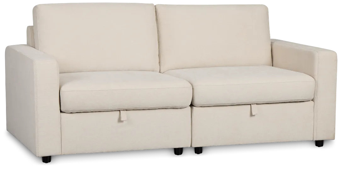 Addie Beige Fabric 2-piece Modular Storage Sofa