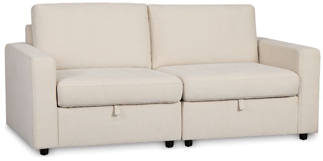 Addie Beige Fabric 2-piece Modular Storage Sofa