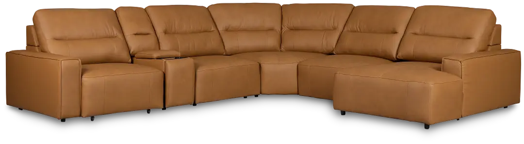 Rudy Brown Lthr/vinyl Medium Dual Power Right Extension Chaise Sectional Rudy Brown Lthr/vinyl Medium Dual Power Right Extension Chaise Sectional