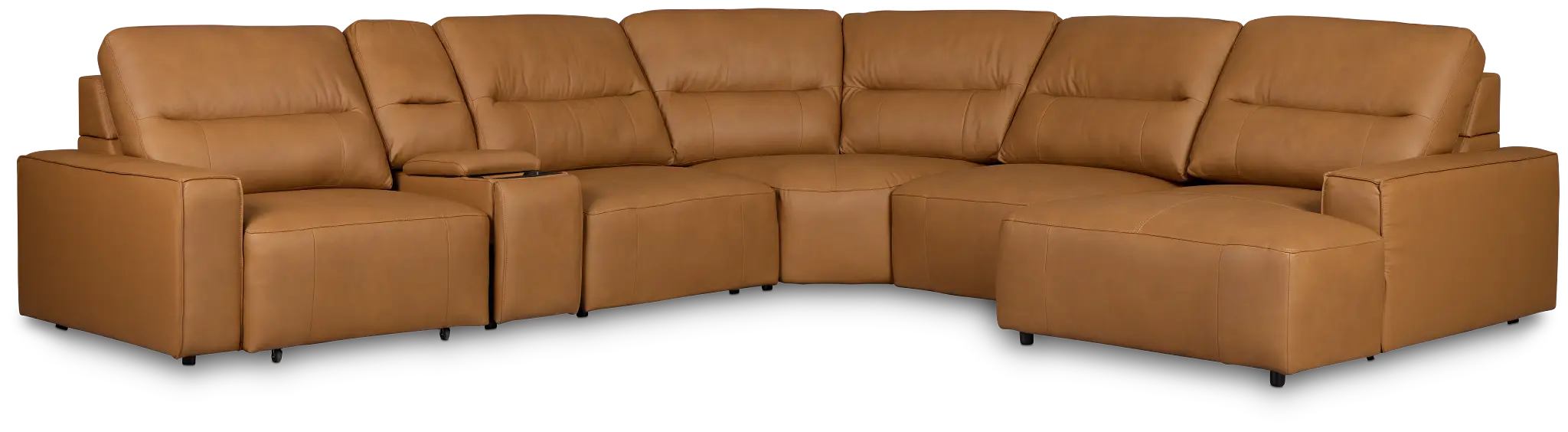 Rudy Brown Lthr/vinyl Medium Dual Power Right Extension Chaise Sectional Rudy Brown Lthr/vinyl Medium Dual Power Right Extension Chaise Sectional