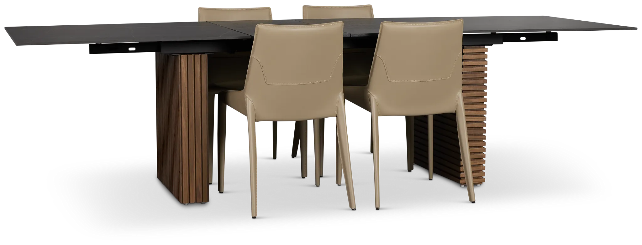 Wayne Two-tone Stone Rectangular Table & 4 Beige Upholstered Chairs