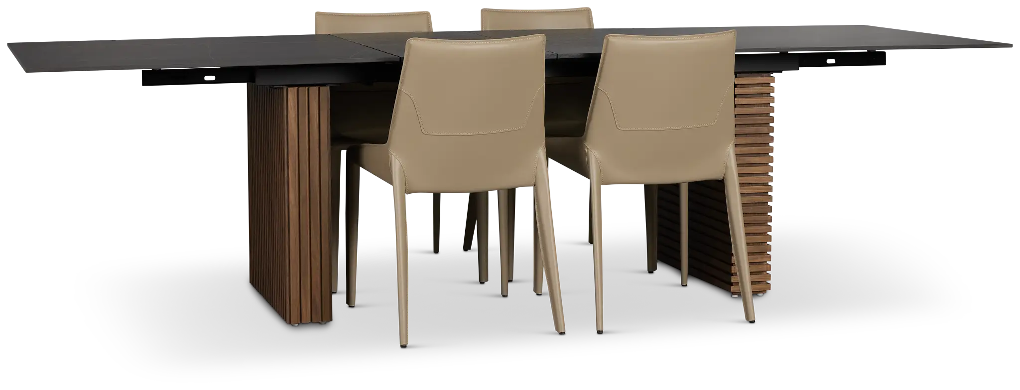 Wayne Two-tone Stone Rectangular Table & 4 Beige Upholstered Chairs Wayne Two-tone Stone Rectangular Table & 4 Beige Upholstered Chairs