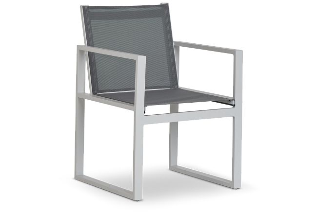 Linear White Aluminum Sling Arm Chair