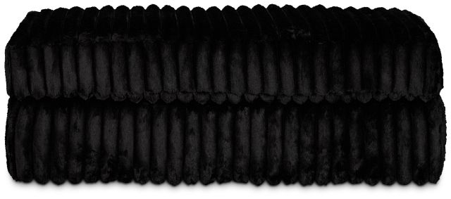 Teddy Black Fabric Ottoman