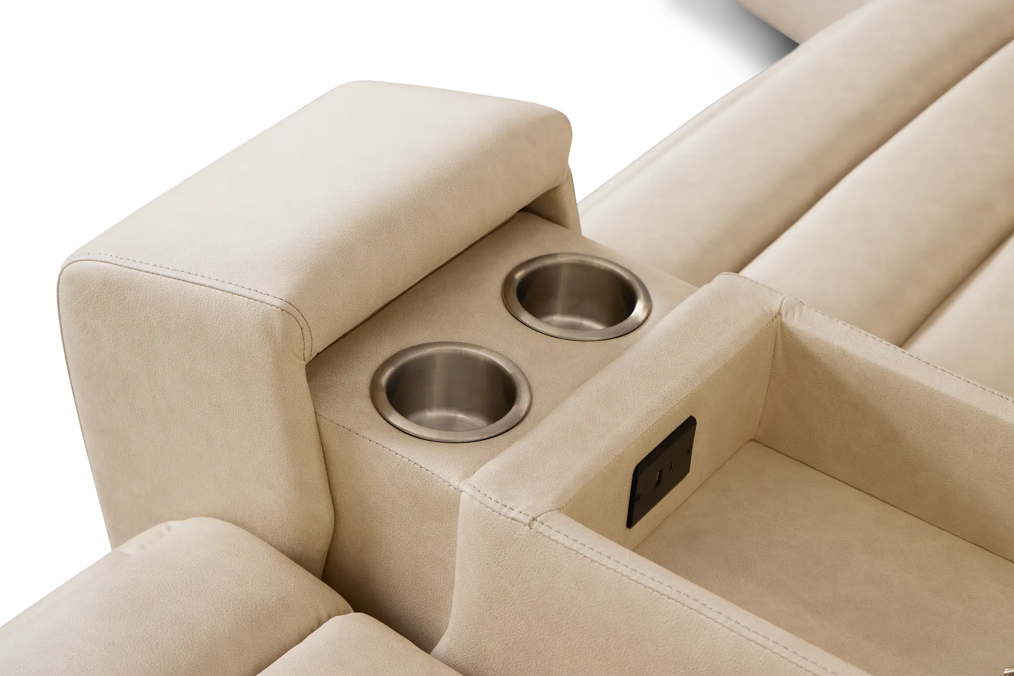 Sawyer Ivory Micro Large Triple Power Reclining Two-arm Sectional Sawyer Ivory Micro Large Triple Power Reclining Two-arm Sectional