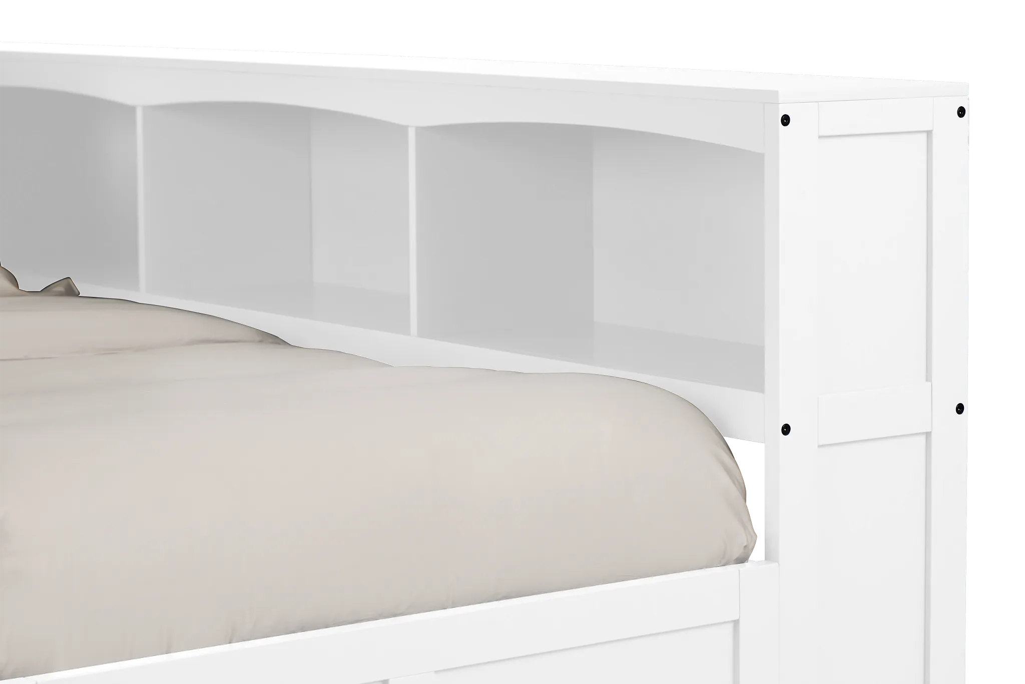 Charleston White Corner Bookcase Bed