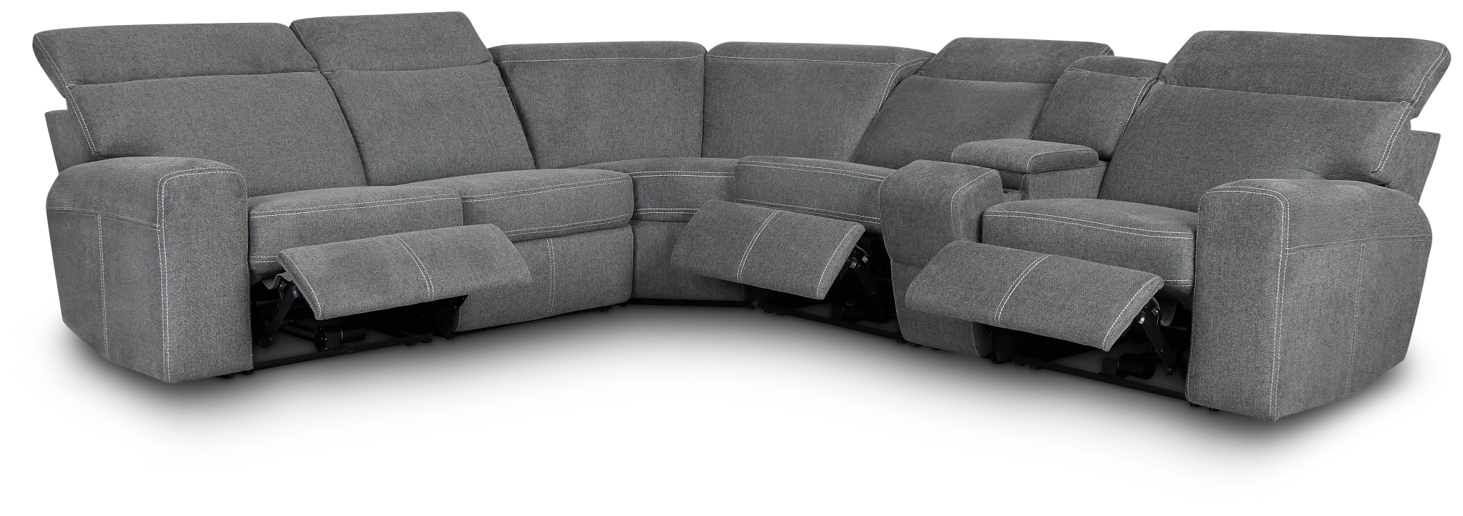 Callum Dark Gray Fabric Medium Triple Power 2-arm Sectional