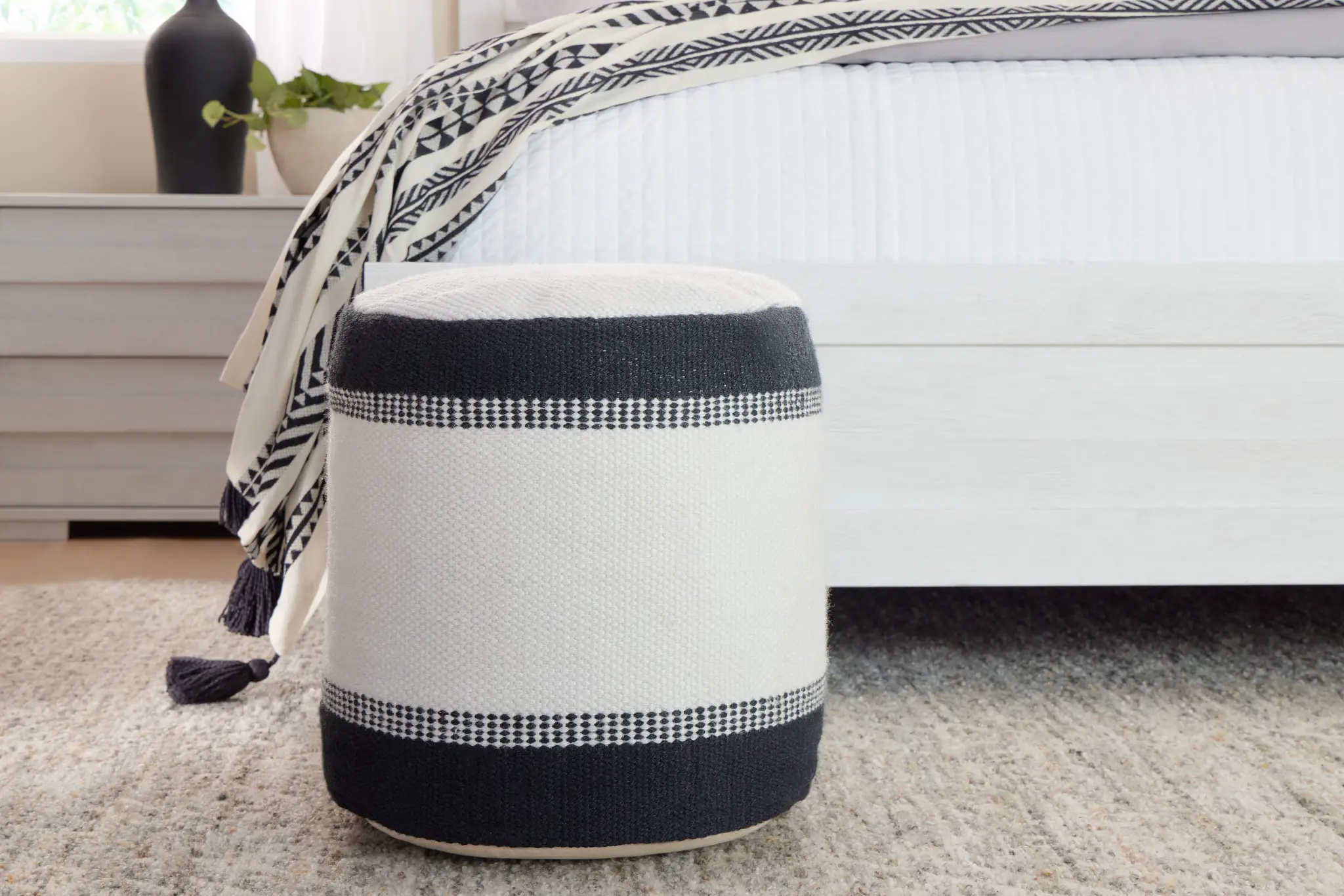 Max Black Round Accent Pouf Max Black Round Accent Pouf