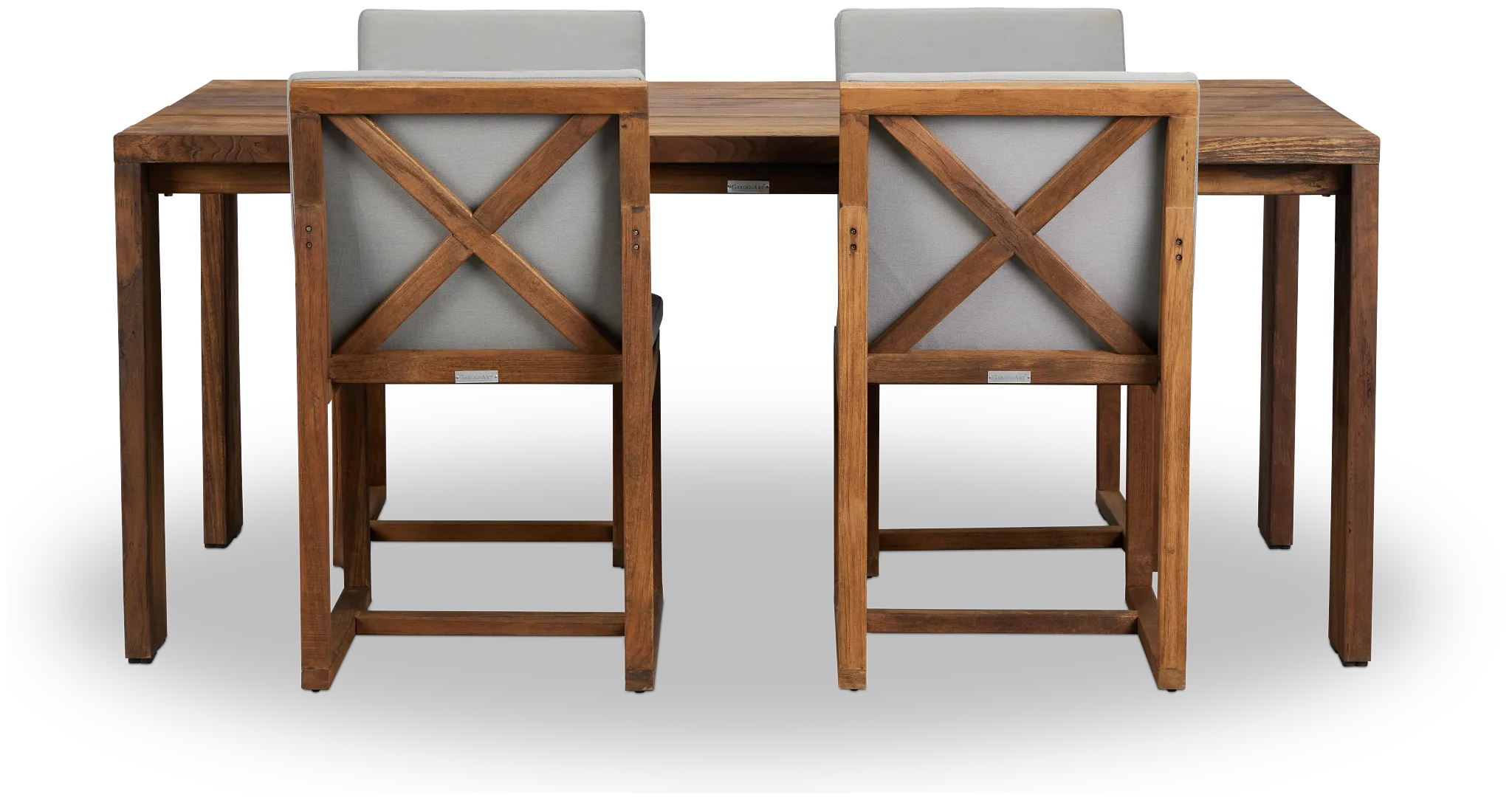 Linear Dark Gray 70" Teak Table & 4 Teak Cushioned Side Chairs