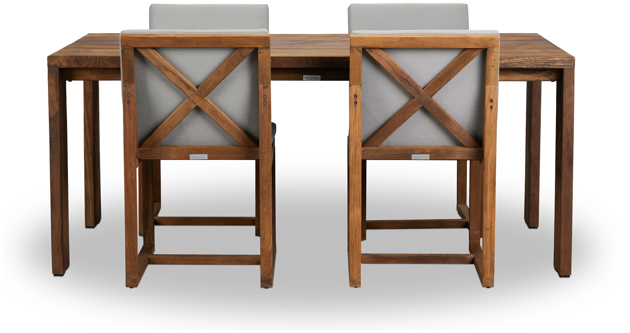 Linear Dark Gray 70" Teak Table & 4 Teak Cushioned Side Chairs Linear Dark Gray 70" Teak Table & 4 Teak Cushioned Side Chairs