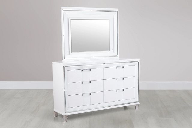 Vegas White Dresser & Mirror