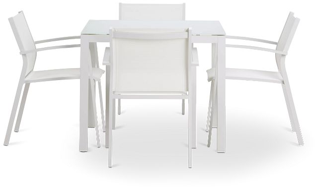 Lisbon White 36" Square Table & 4 Chairs