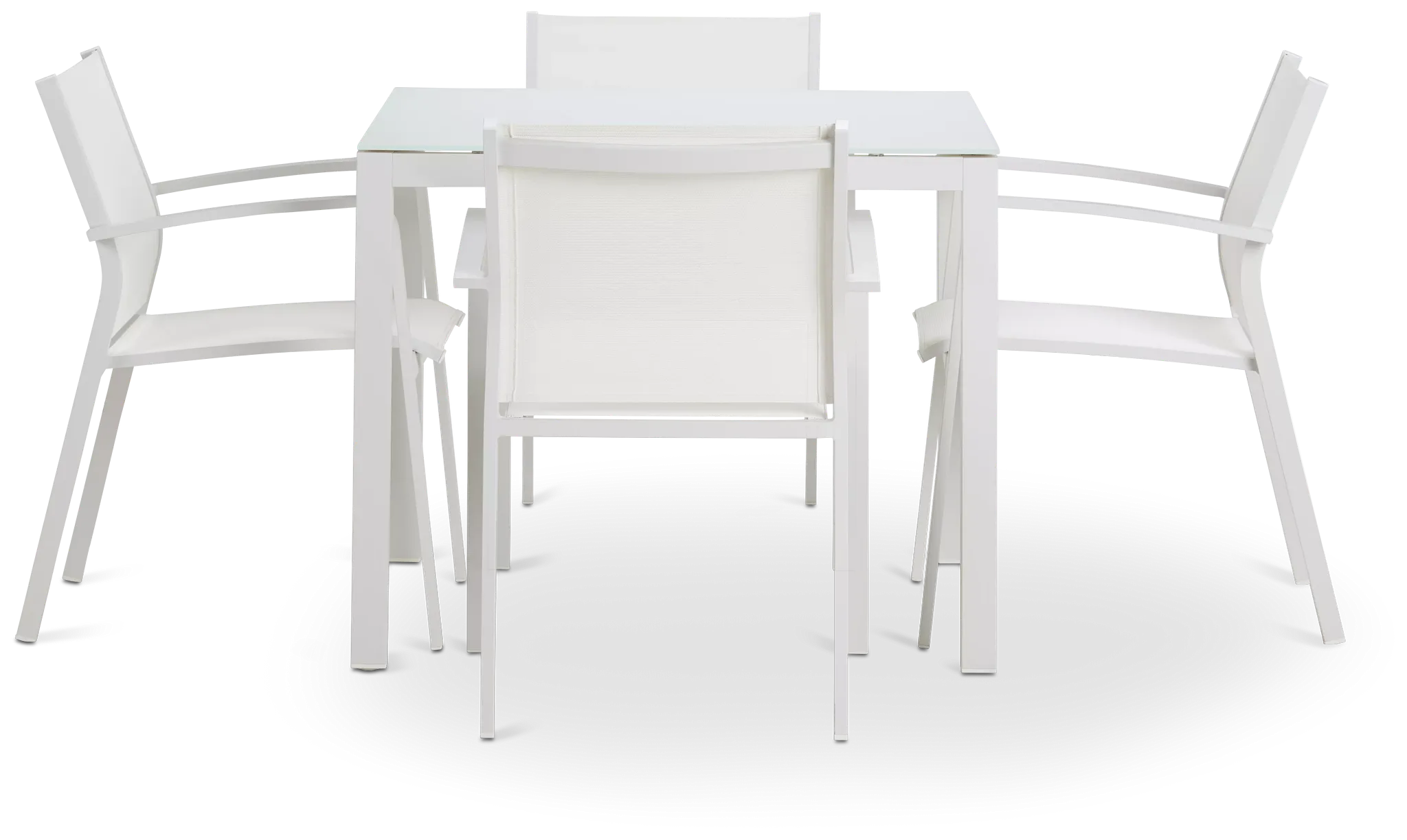 Lisbon White 36" Square Table & 4 Chairs