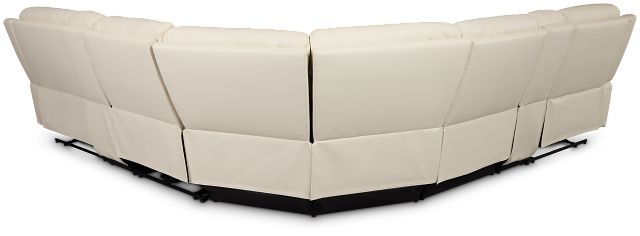 Walker Ivory Lthr/vinyl Large Dual Manually Reclining Two-arm Sectional