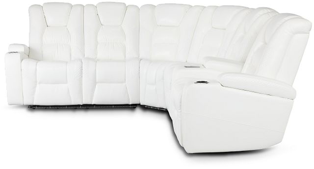 Troy White Micro Right Console Love Reclining Sectional