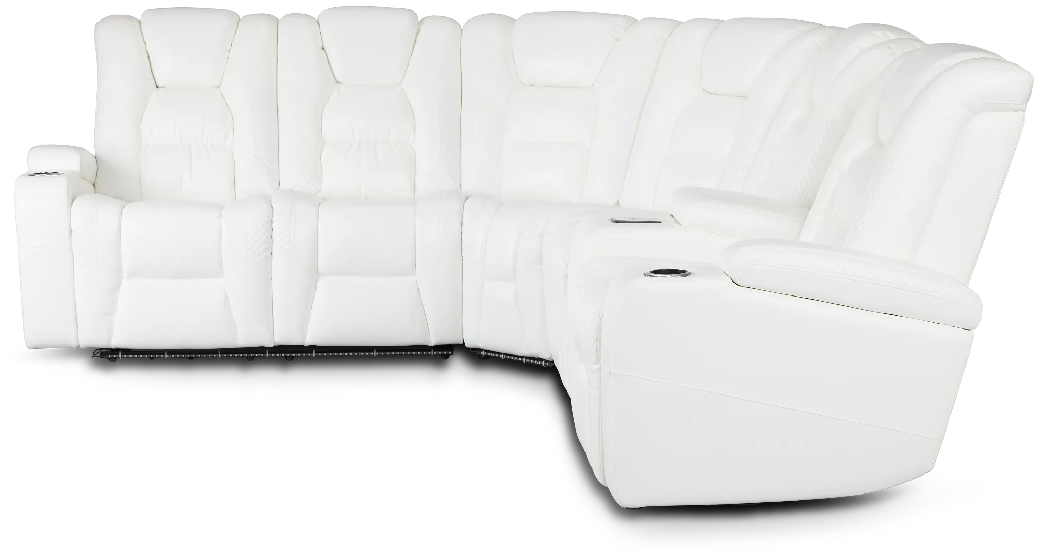 Troy White Micro Right Console Love Reclining Sectional