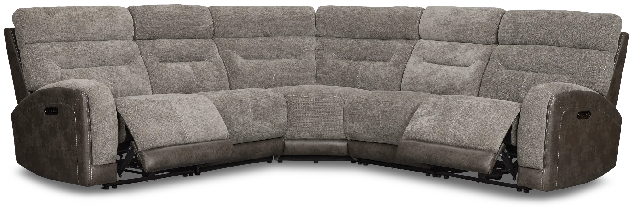 Travis Gray Fabric Small Two-arm Power Reclining Sectional