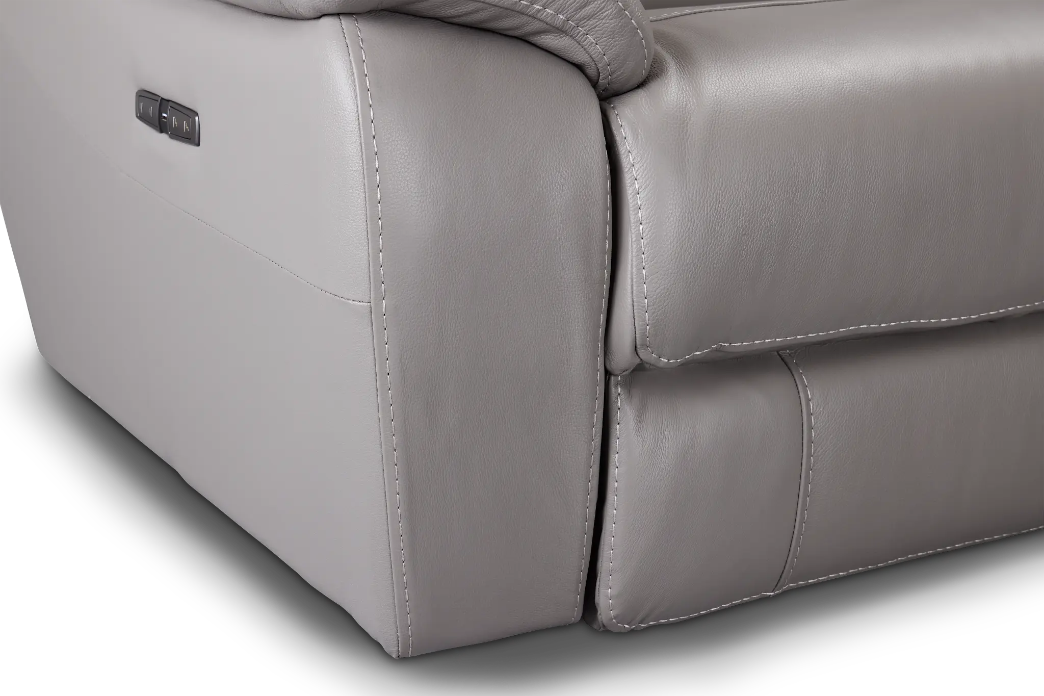 Marion Gray Lthr/vinyl Medium Triple Power 2-arm Sectional Marion Gray Lthr/vinyl Medium Triple Power 2-arm Sectional