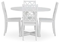 Edgartown White Round Table & 4 White Wood Chairs
