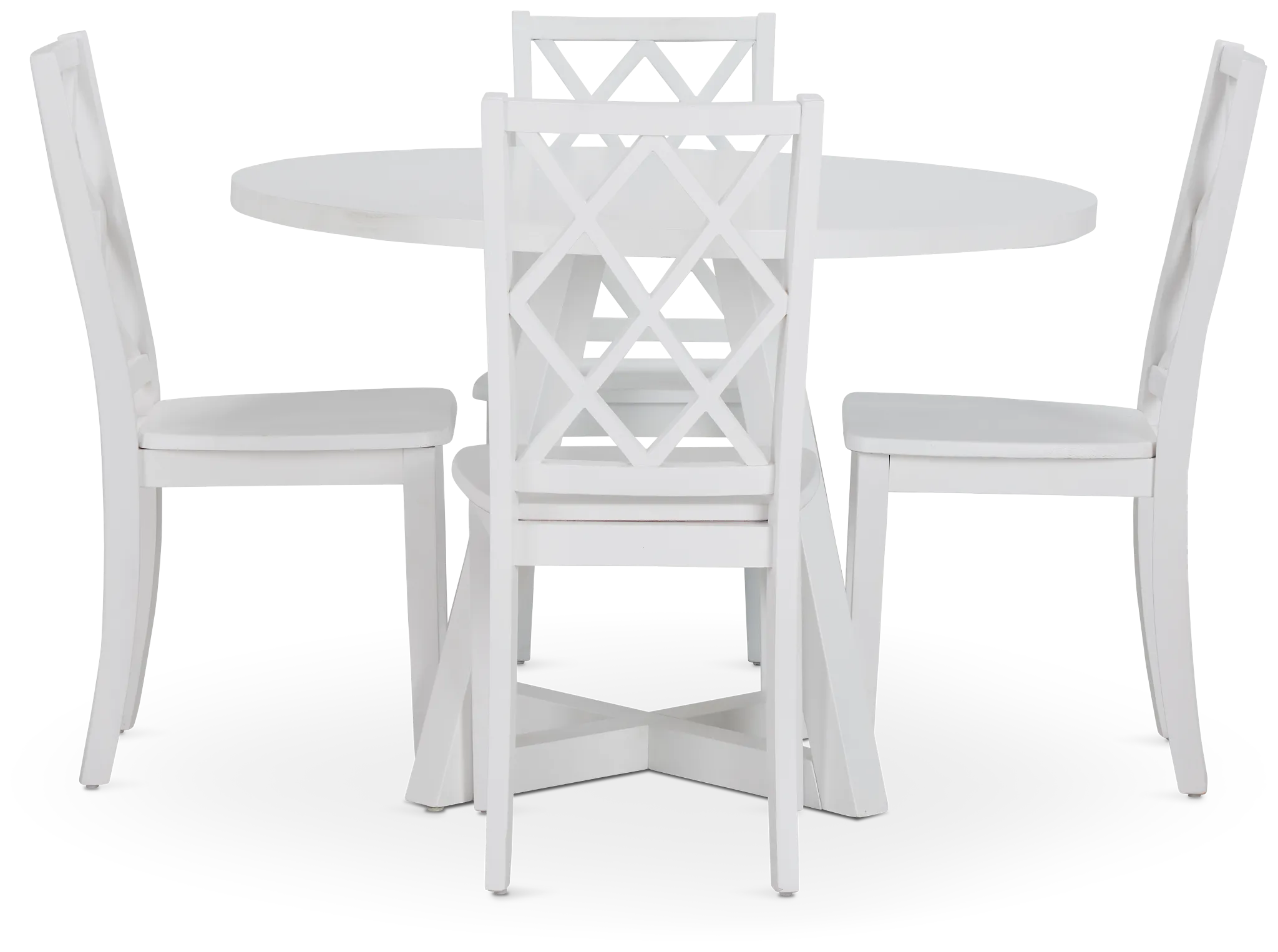Edgartown White Round Table & 4 White Wood Chairs