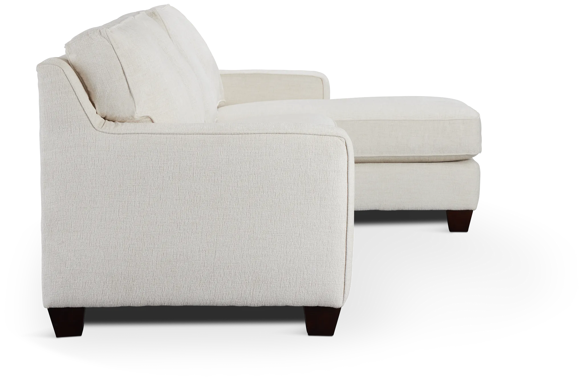 Andie White Fabric Small Right Chaise Sectional