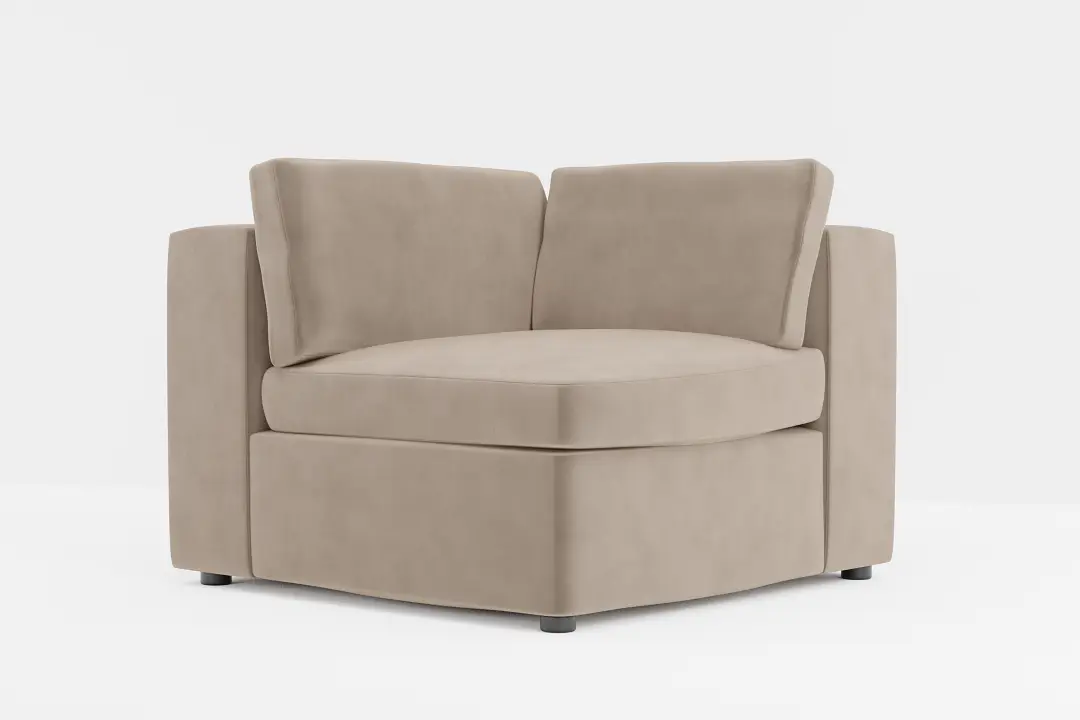 Destin Joya Beige Velvet Corner Chair Destin Joya Beige Velvet Corner Chair