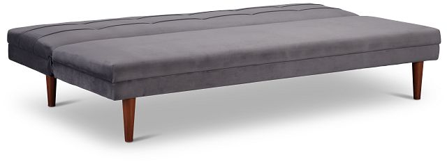 Ellie Dark Gray Velvet Sofa Futon