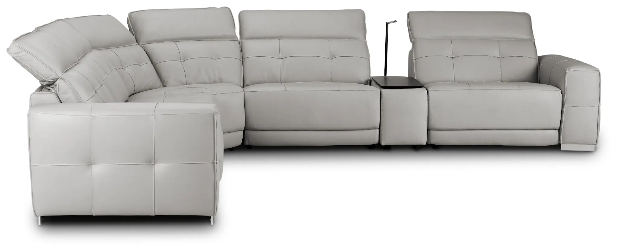 Reva Gray Leather Medium Triple Power 2-arm Sectional Reva Gray Leather Medium Triple Power 2-arm Sectional