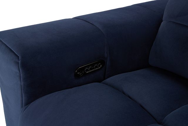 Gemma Navy Velvet Small Right Chaise Power Reclining Sectional