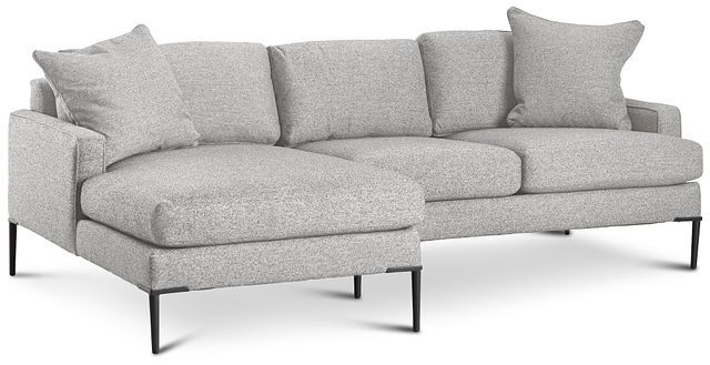 Morgan Light Gray Fabric Small Left Chaise Sectional W/ Metal Legs (2)