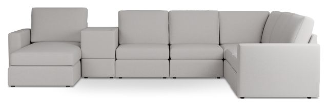 Citymod Light Gray Fabric Large Left Chaise Sectional With Media Console