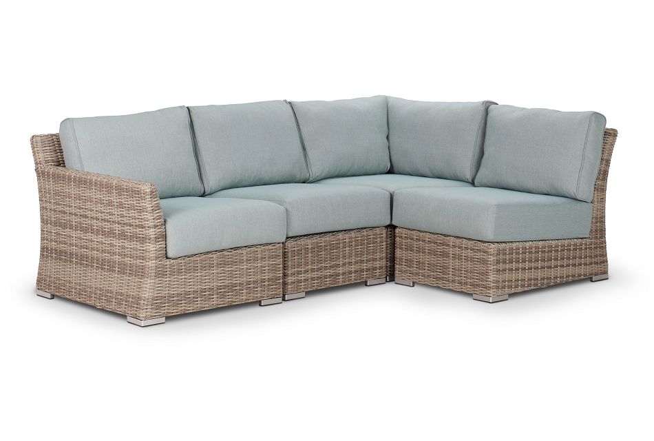 Raleigh Teal Left 4piece Modular Sectional